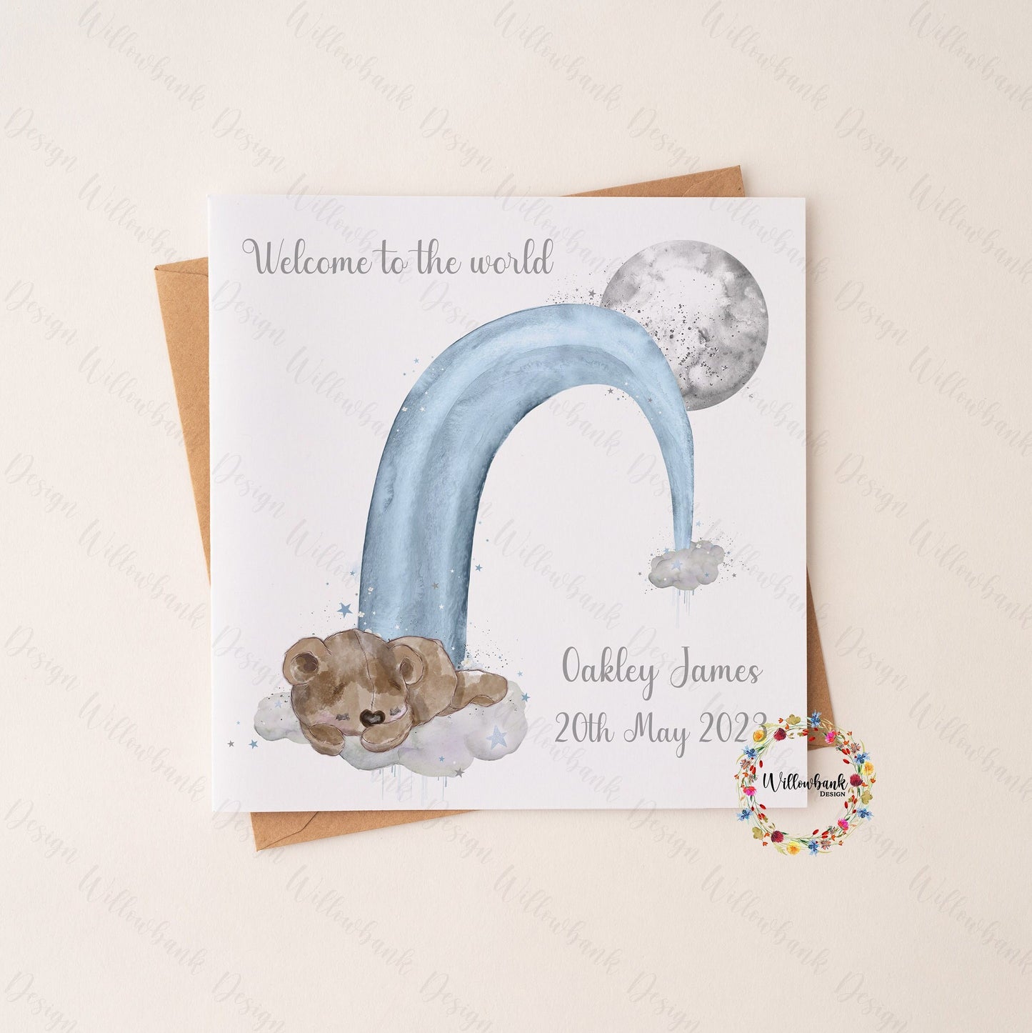 New Baby Card l Congratulations On The Birth Of Your Child l Personalised l Congrats Greeting Card l Baby Girl l Baby Boy l Teddy Bear