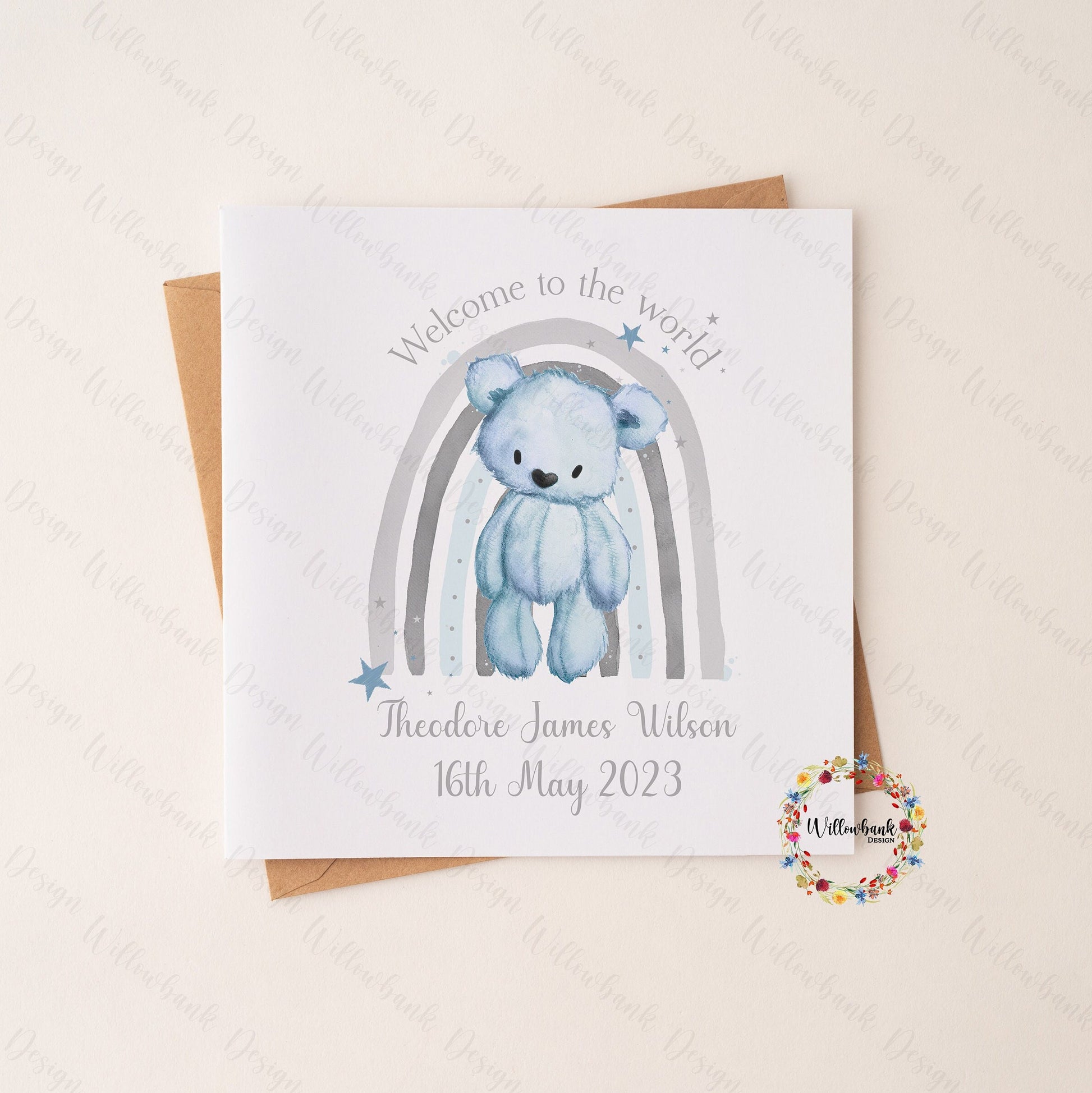 New Baby Card l Congratulations On The Birth Of Your Child l Congrats Greeting Card l Baby Girl l Baby Boy l Teddy Bear