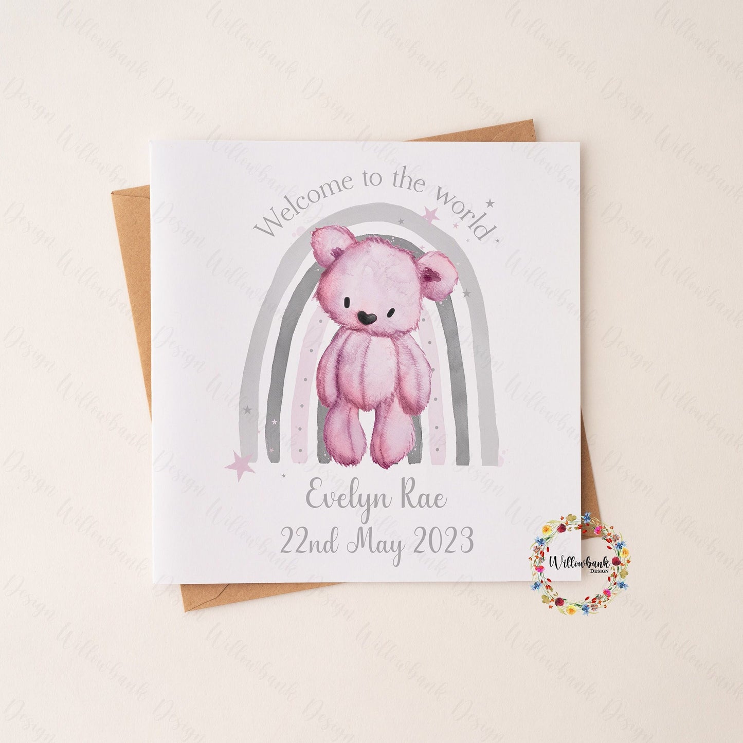 New Baby Card l Congratulations On The Birth Of Your Child l Congrats Greeting Card l Baby Girl l Baby Boy l Teddy Bear