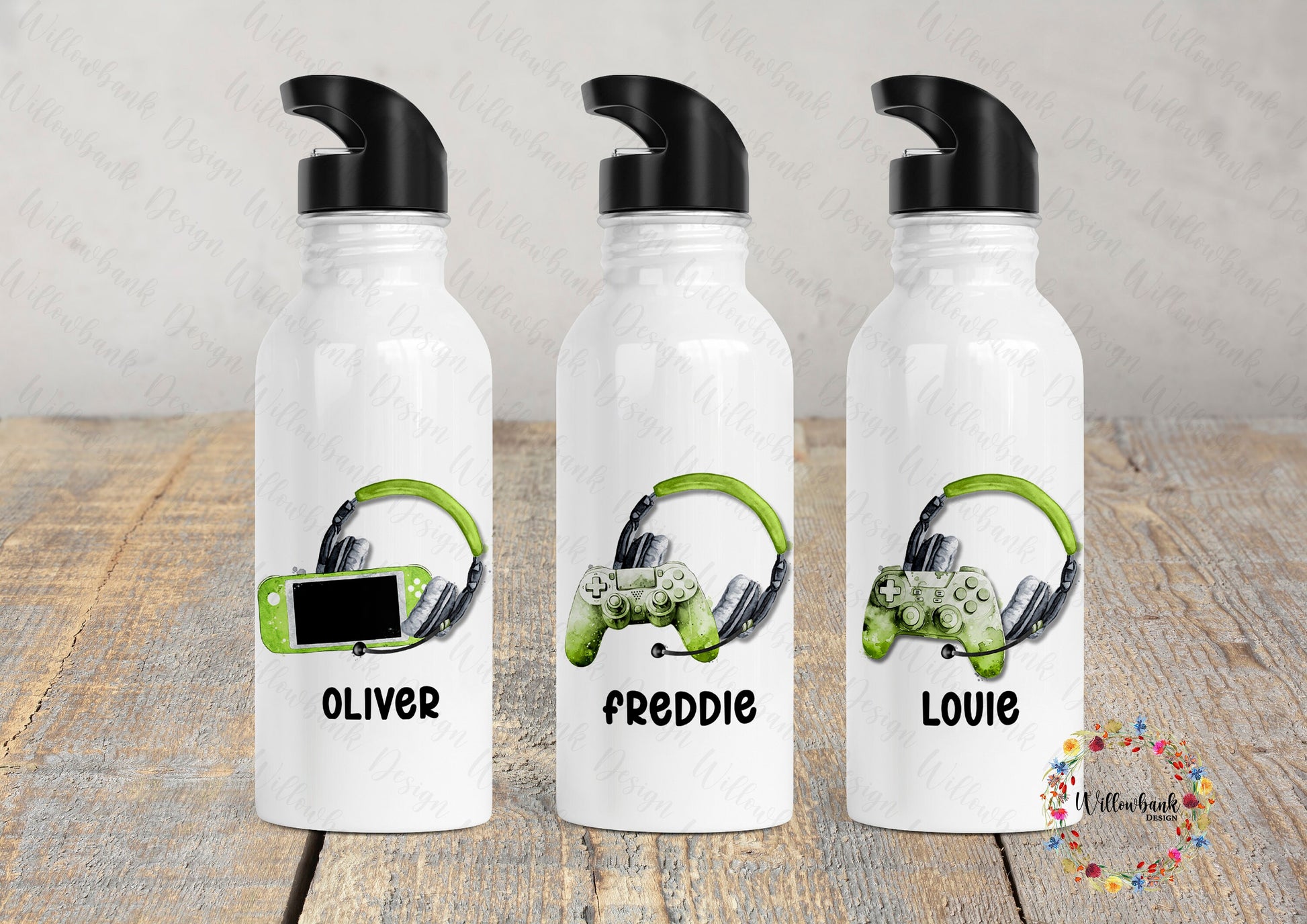 Personalised Gaming Water Bottle l Gamer Drinkware l School Drink Bottle l Handled Drink Bottles l 500ml Straw Bottle