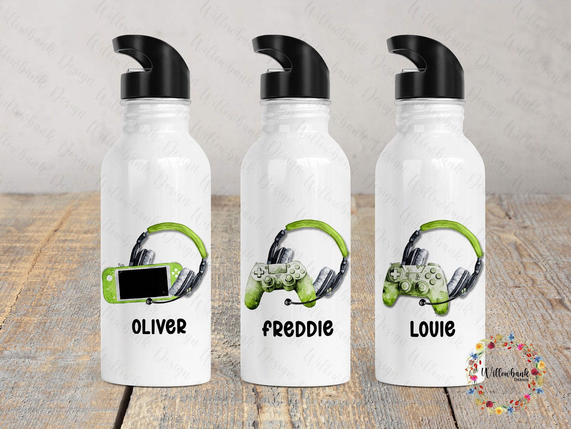 Personalised Gaming Water Bottle l Gamer Drinkware l School Drink Bottle l Handled Drink Bottles l 500ml Straw Bottle