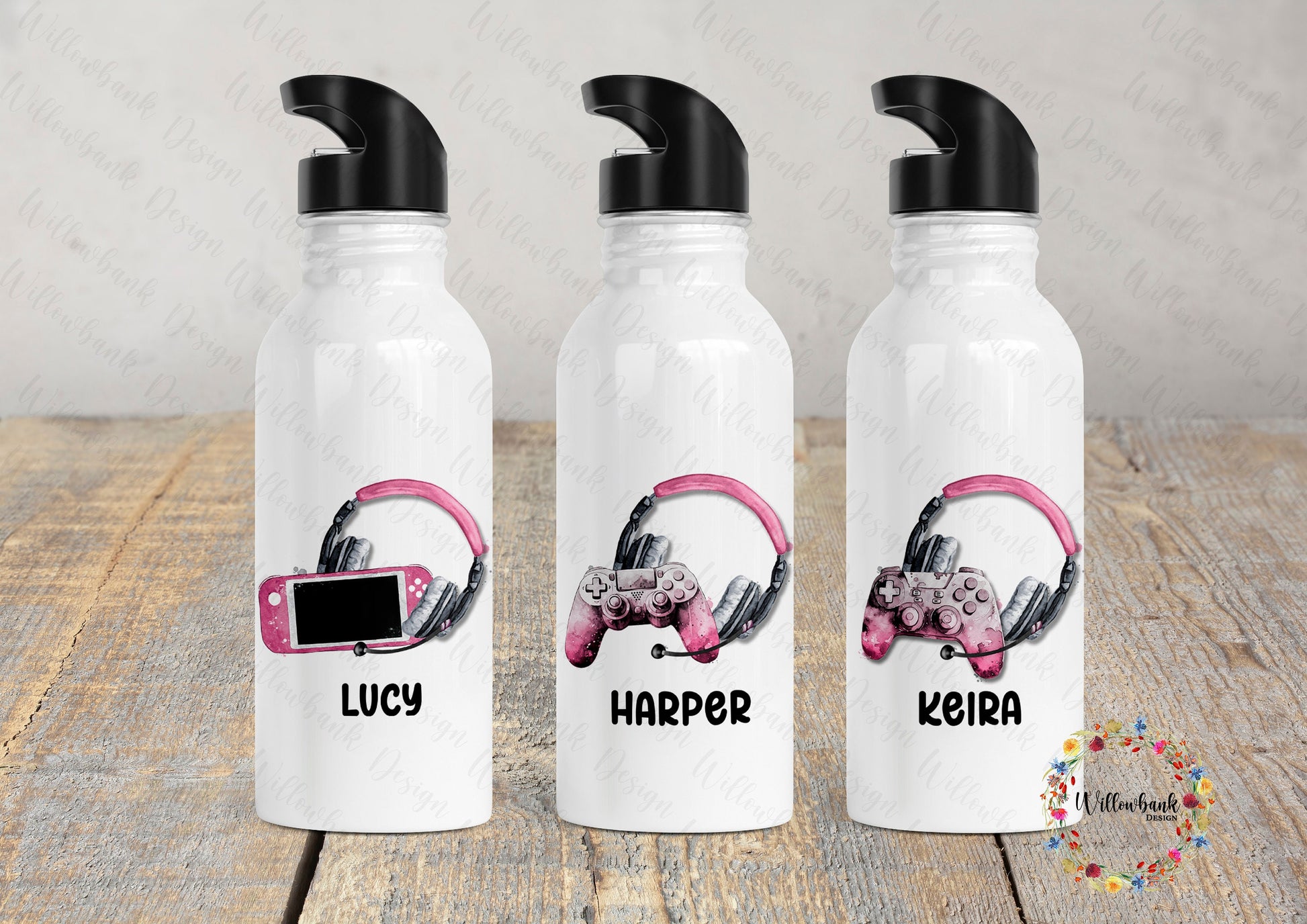 Personalised Gaming Water Bottle l Gamer Drinkware l School Drink Bottle l Handled Drink Bottles l 500ml Straw Bottle