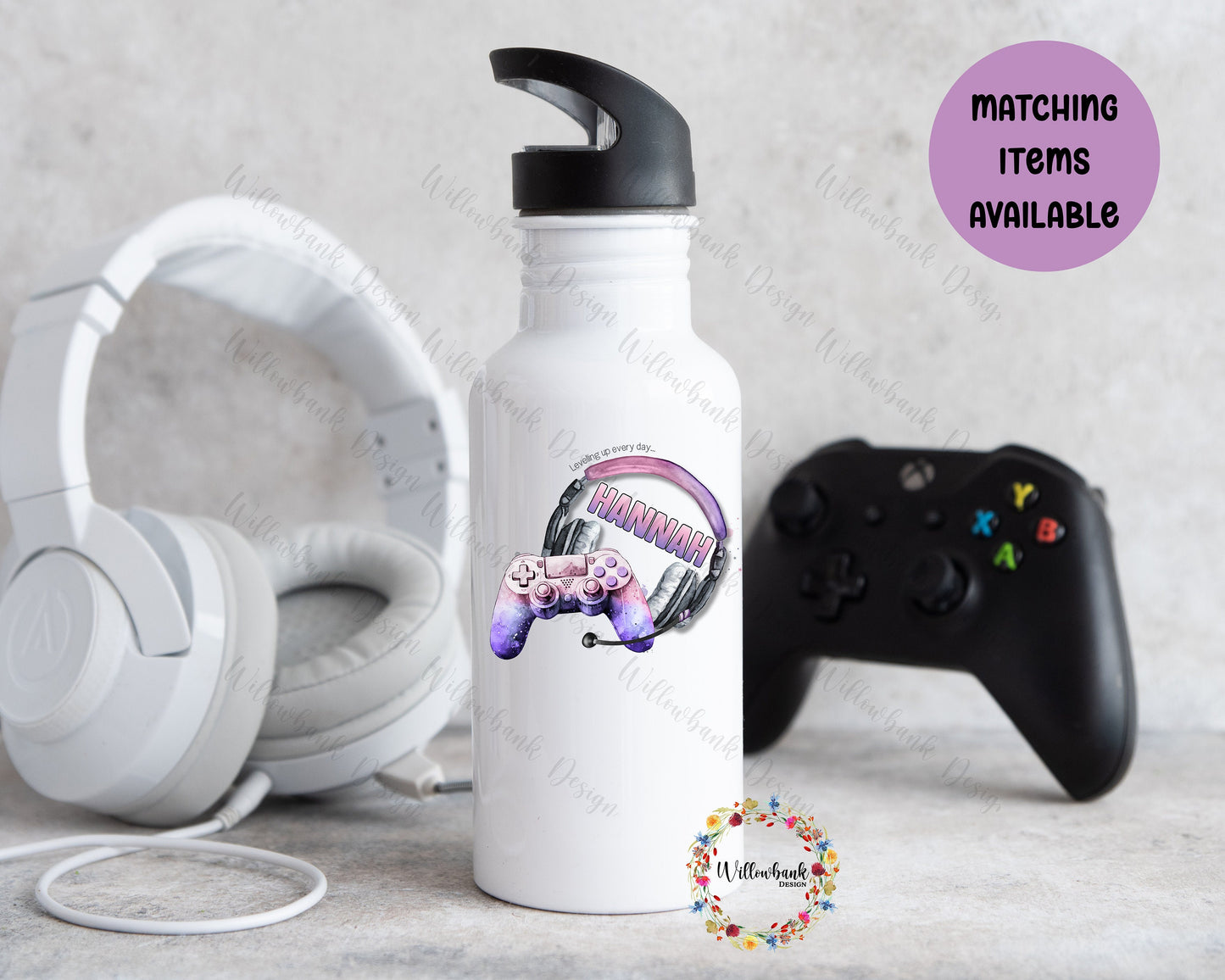 Personalised Matching Gaming Bag & Water Bottle l Gamer Backpack l School Bag l PE kit bag l Drink Bottle l Back To School l 500ml Straw