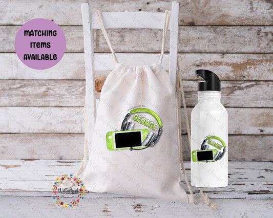 Personalised Matching Gaming Bag & Water Bottle