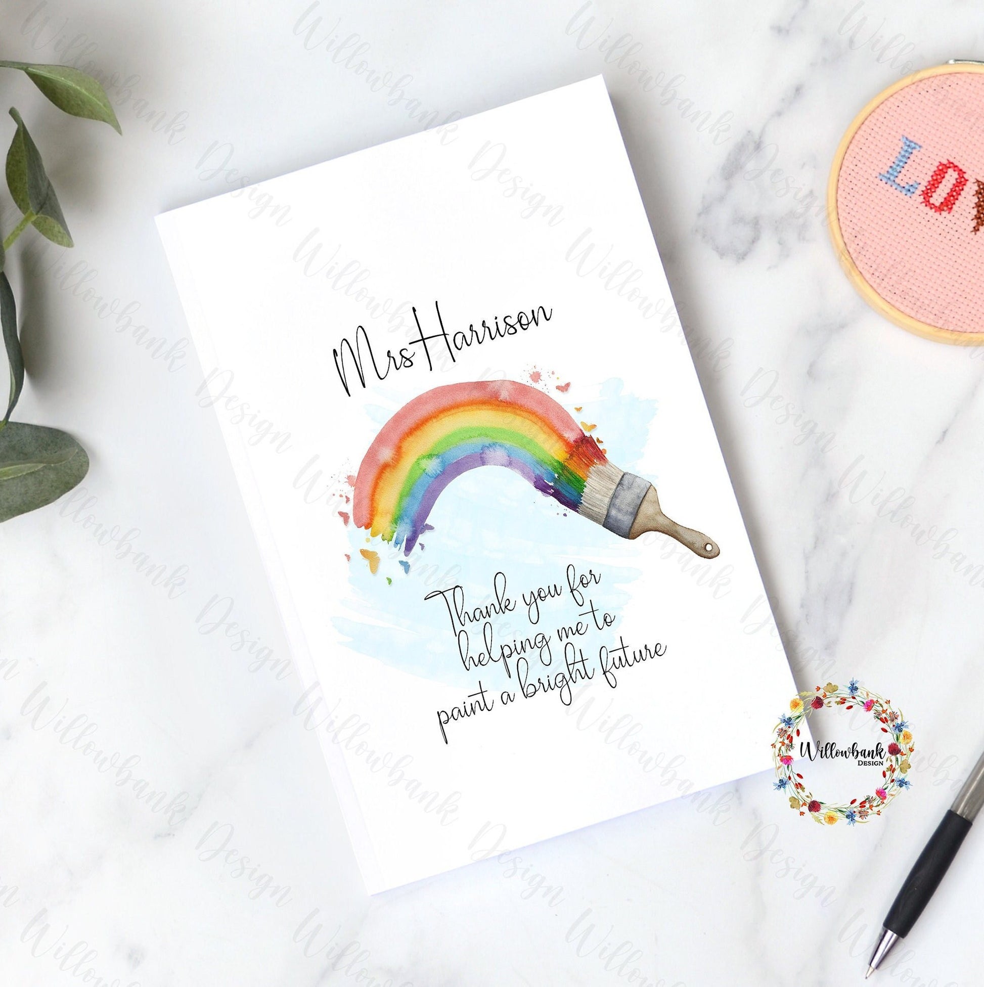 Personalised Thank You For Helping Me Paint A Bright Future Teacher Gift Notebook l Teaching Assistant Present l Notepad l Rainbow Gift