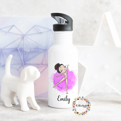 Personalised Gymnastics Water Bottle l Gymnast Drinkware l School Drink Bottle l Handled Drink Bottles l 500ml Straw Bottle