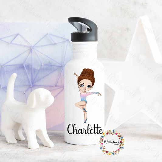 Personalised Gymnastics Dancer Water Bottle l Gymnast Drinkware l School Drink Bottle l Handled Drink Bottles l 500ml Straw Bottle l Dancing