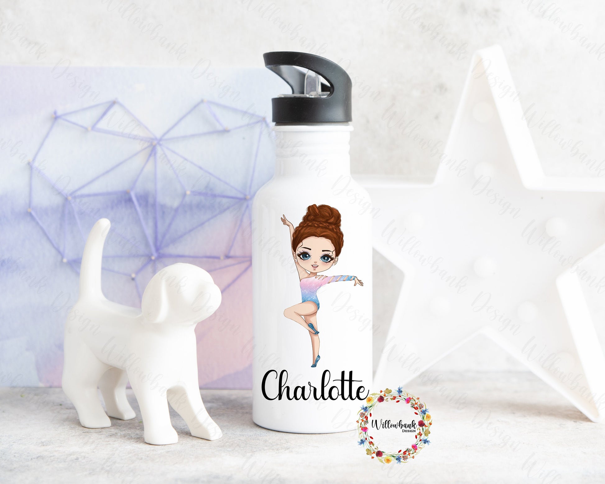 Personalised Matching Gymnastics Water Bottle & Lunch Bag Cooler l School Drink Bottle l Handled Bottles l 500ml Straw Bottle l Dancing