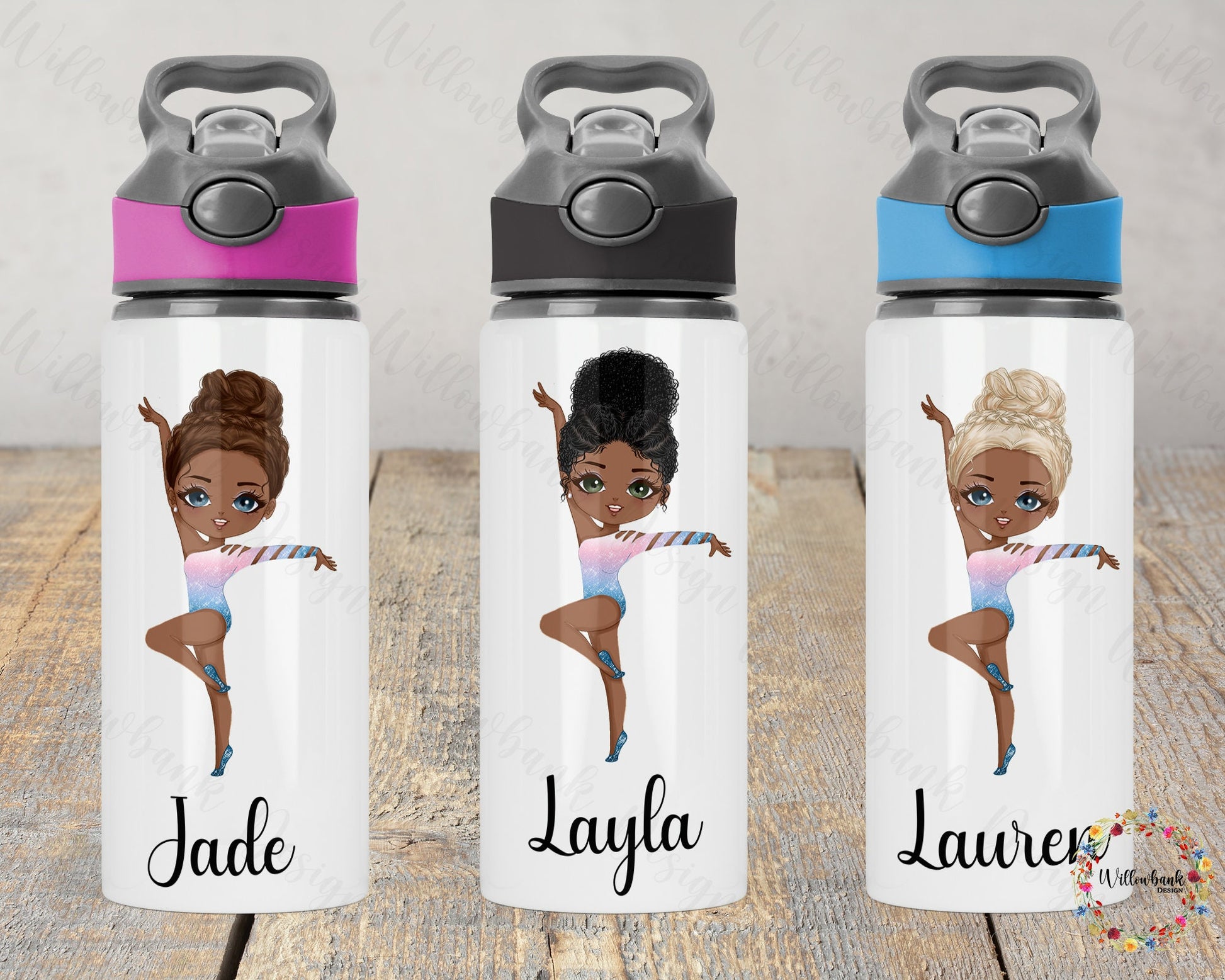 Personalised Gymnastics Water Bottle l Gymnast Drinkware l School Drink Bottle l Handled Drink Bottles l 650ml Straw Bottle l Dance Class