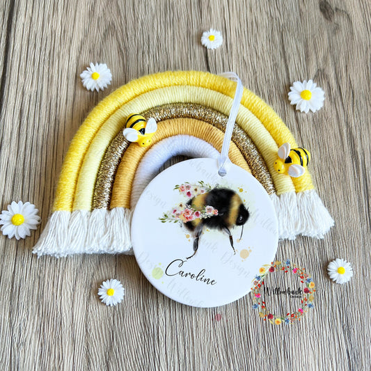 Personalised Bee Acrylic Hanging Decoration l Gift For Her l Alphabet Initial l Save The Bees