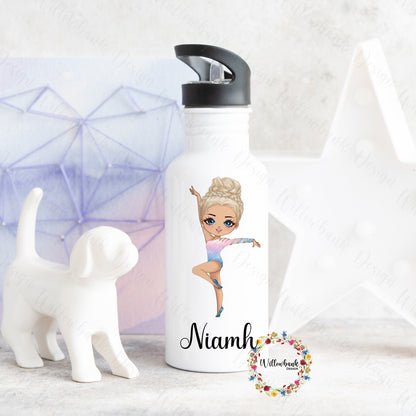 Personalised Gymnastics Dancer Water Bottle l Gymnast Drinkware l School Drink Bottle l Handled Drink Bottles l 500ml Straw Bottle l Dancing