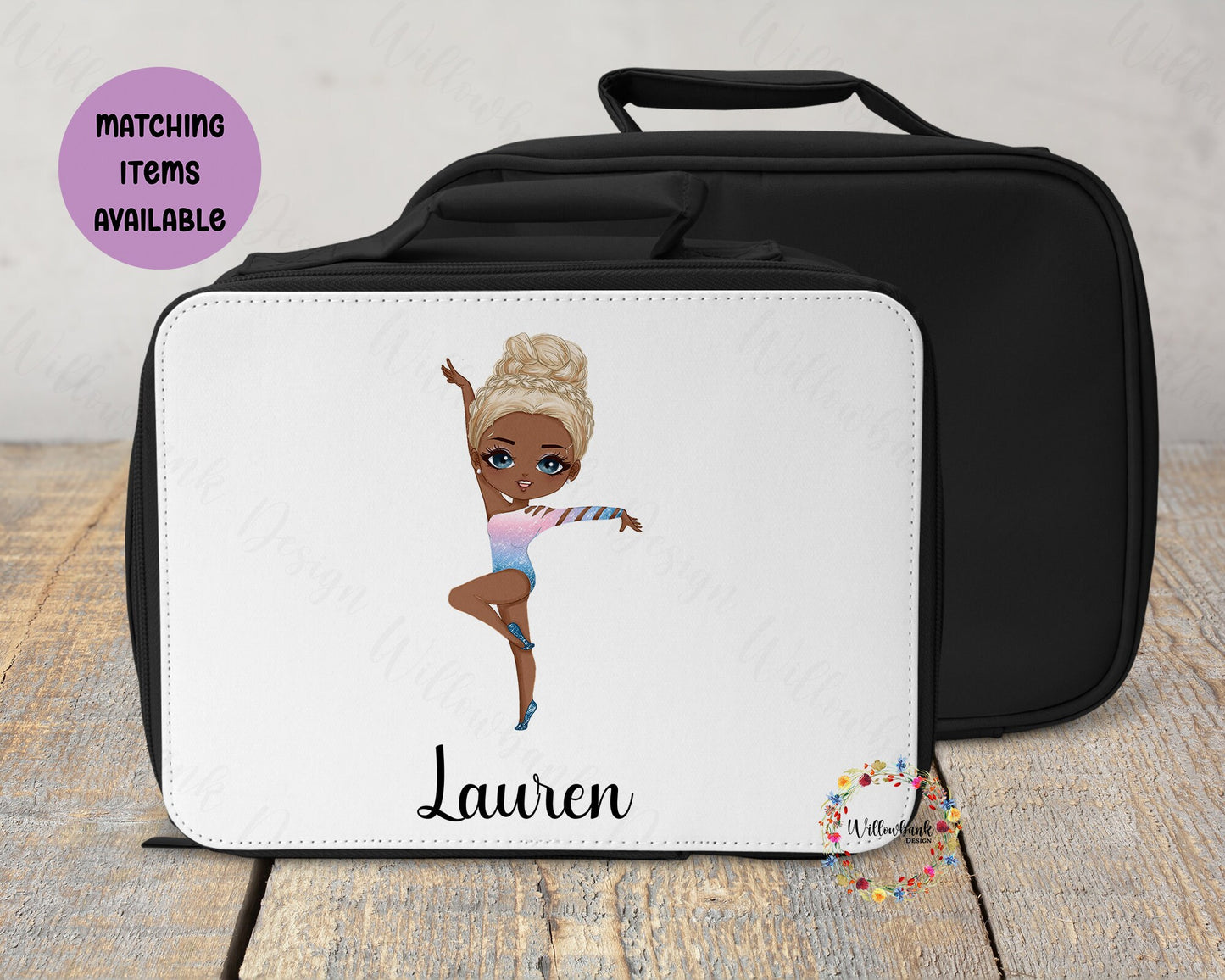 Personalised Matching Gymnastics Water Bottle & Lunch Bag Cooler l School Drink Bottle l Handled Bottles l 500ml Straw Bottle l Dancing