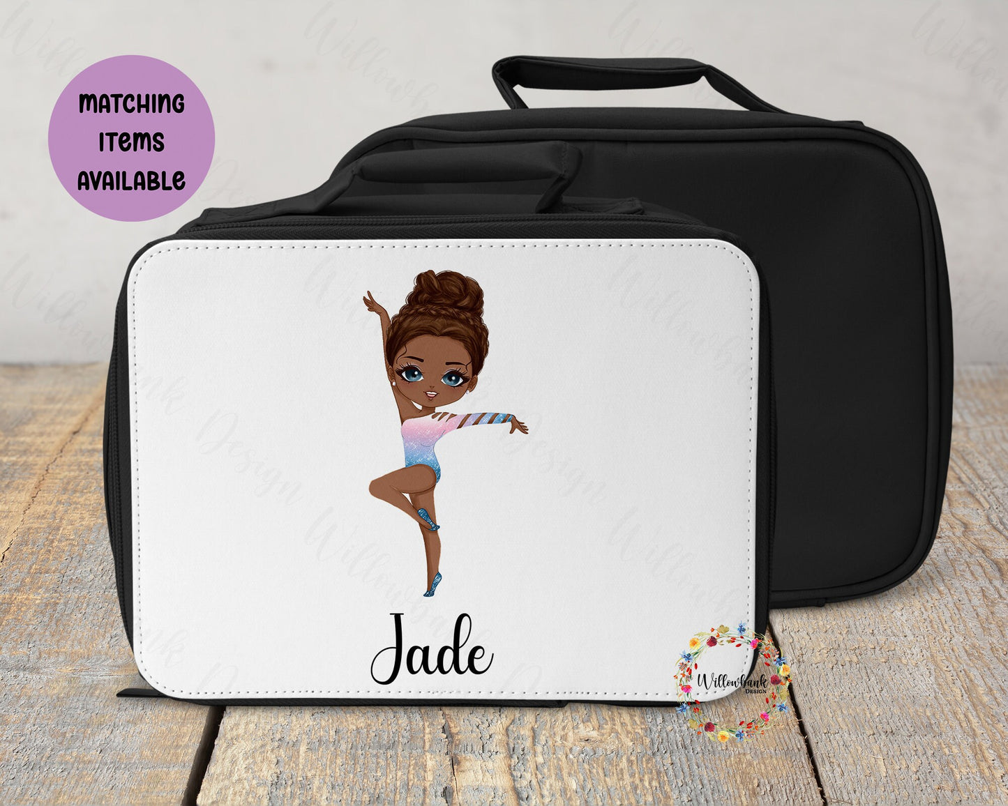 Personalised Matching Gymnastics Water Bottle & Lunch Bag Cooler l School Drink Bottle l Handled Bottles l 500ml Straw Bottle l Dancing