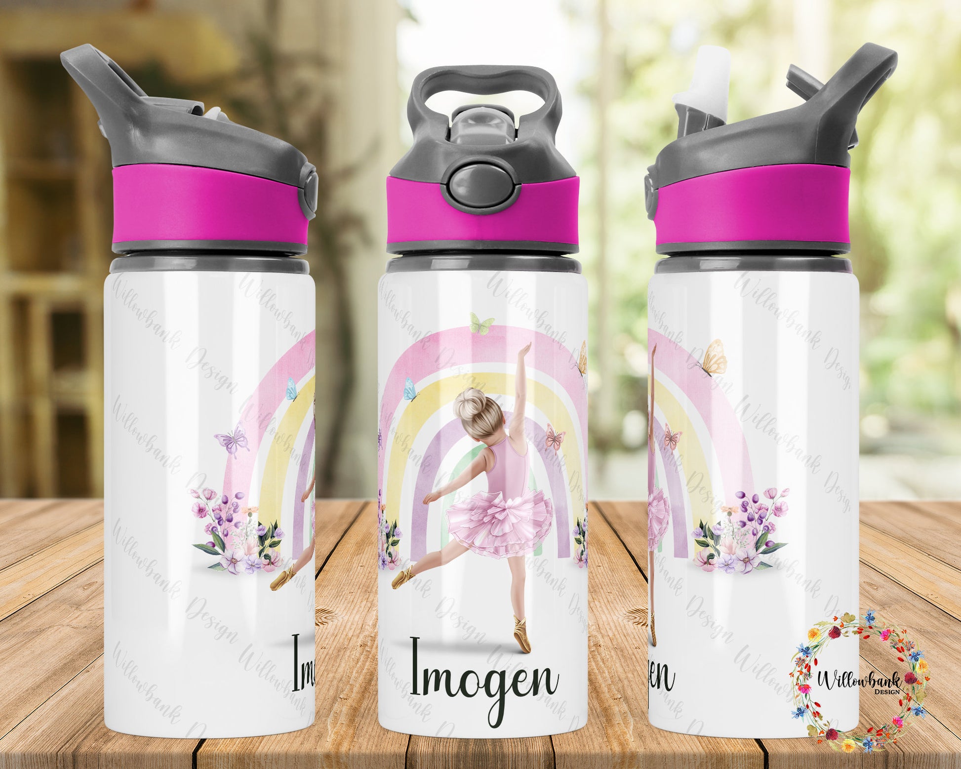 Personalised Ballerina Water Bottle l Ballet Drinkware l School Drink Bottle l Handled Drink Bottles l 650ml Straw Bottle l Dance Class