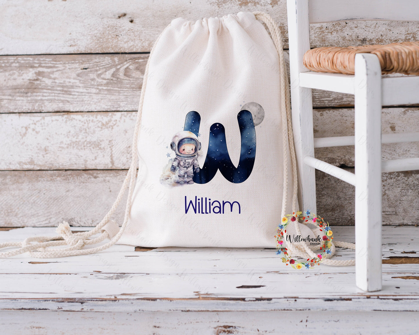 Personalised Astronaut Bag l Outer Space Drawstring Backpack l School Bag l PE Kit Bag l Nursery Bag