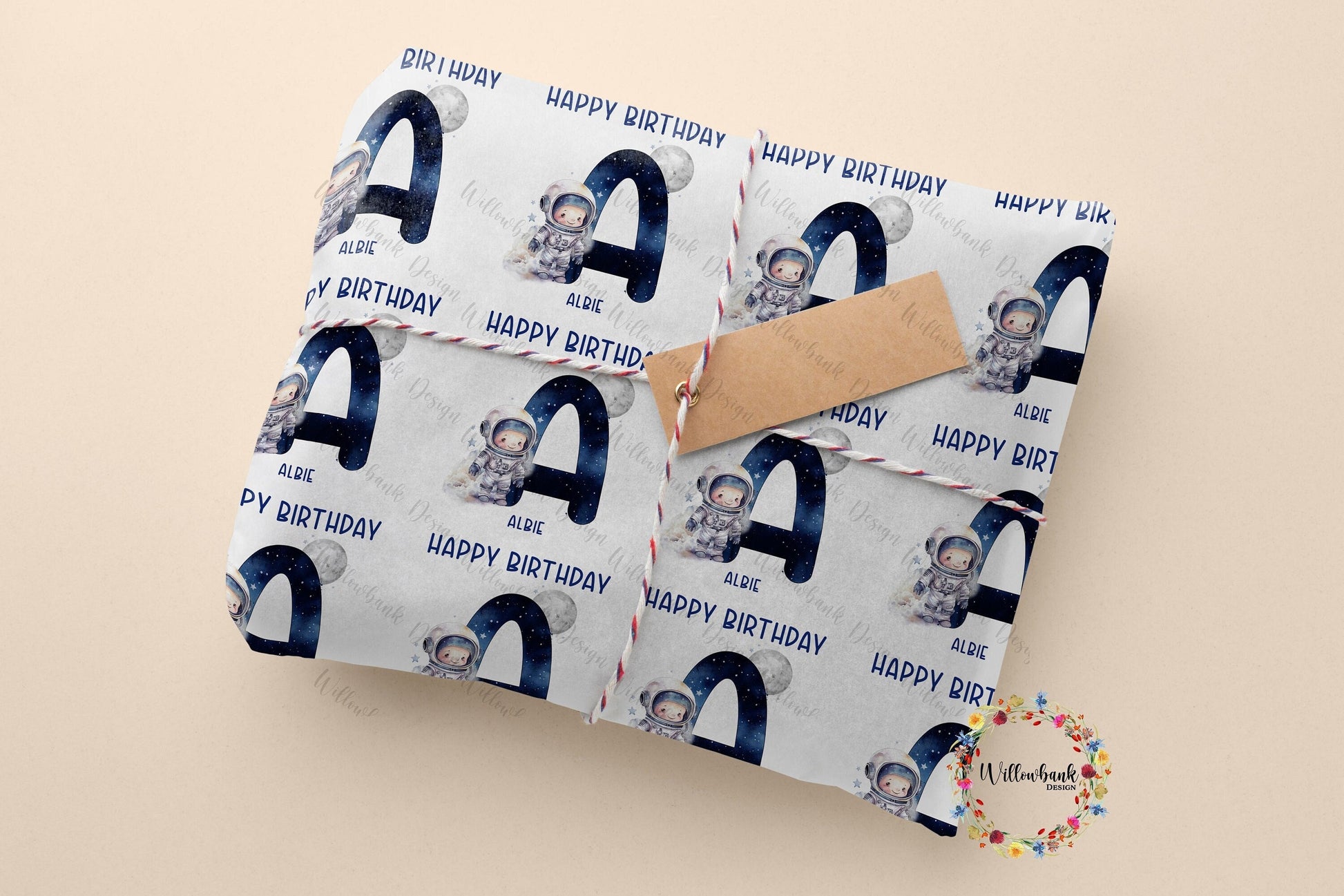 Personalised Astronaut Gift Wrap l Personalised Wrapping Paper l Outer Space Birthday Paper