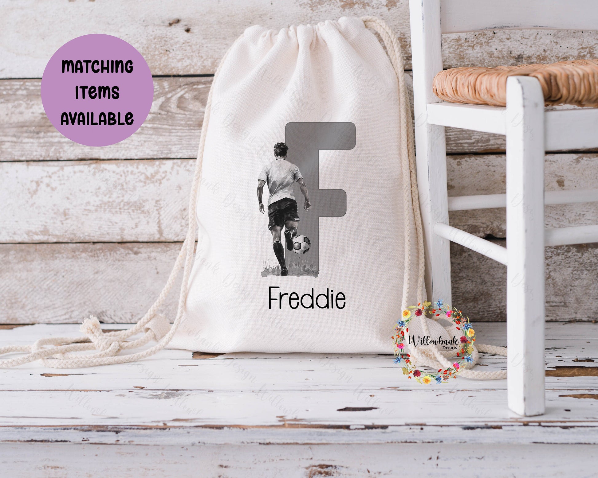 Personalised Football Drawstring Bag