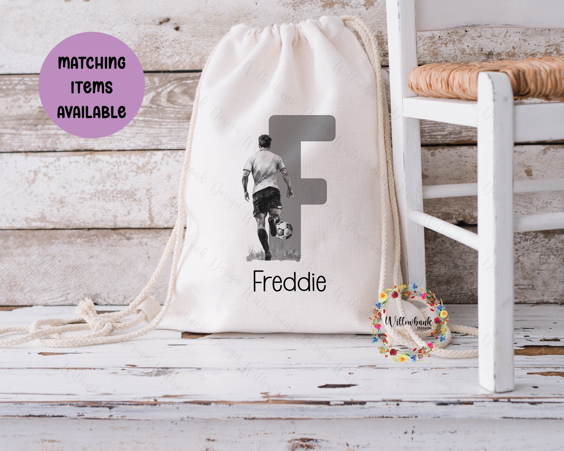 Personalised Football Drawstring Bag