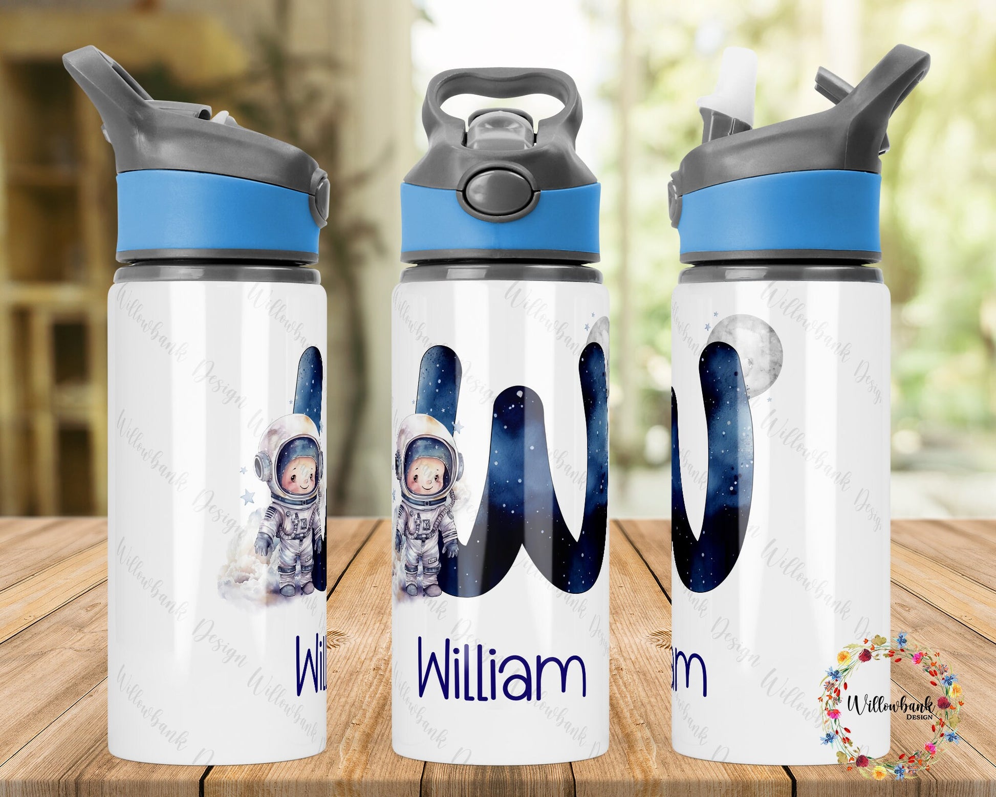 Personalised Astronaut Water Bottle l Outer Space Drinking Bottle l School Drink Bottle l Handled Drink Bottles l 650ml Straw Bottle