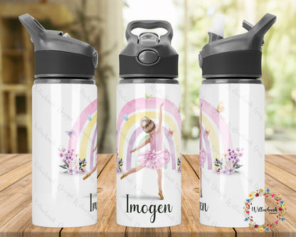 Personalised Ballerina Water Bottle l Ballet Drinkware l School Drink Bottle l Handled Drink Bottles l 650ml Straw Bottle l Dance Class