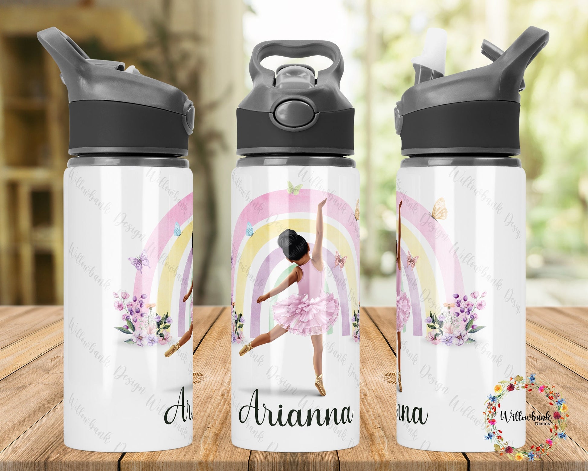 Personalised Ballerina Water Bottle l Ballet Drinkware l School Drink Bottle l Handled Drink Bottles l 650ml Straw Bottle l Dance Class