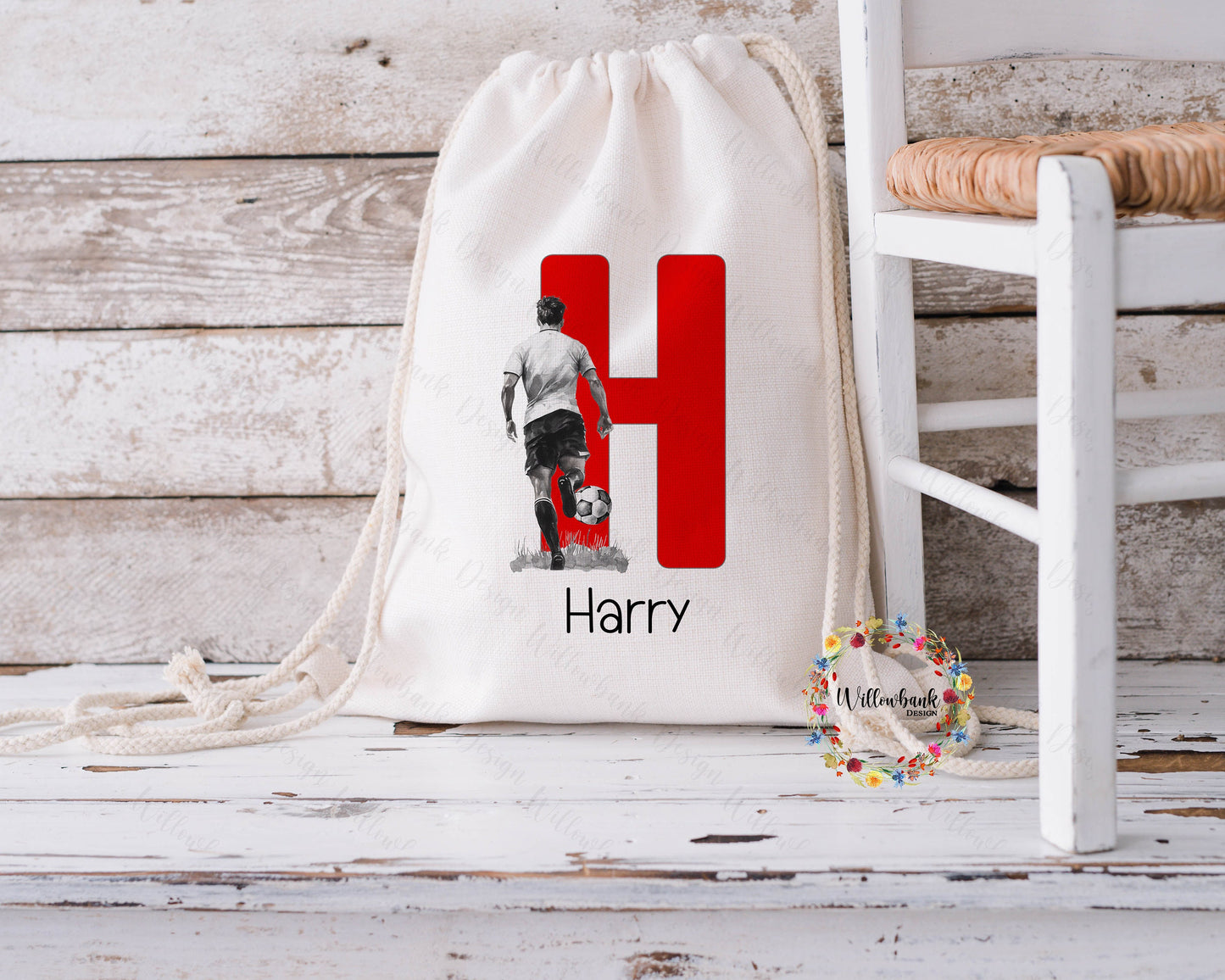Personalised Football Drawstring Bag
