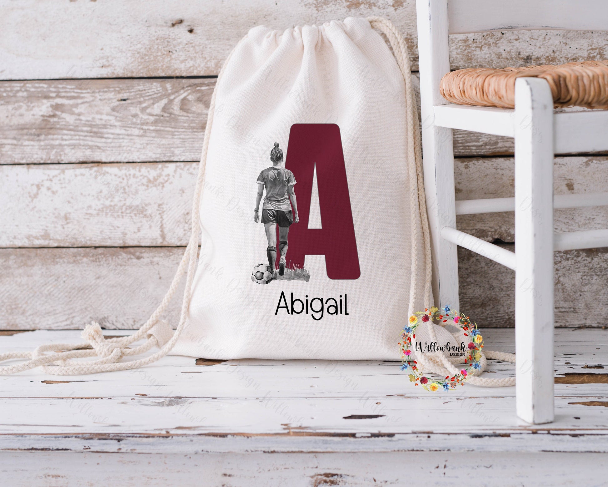Personalised Football Drawstring Bag