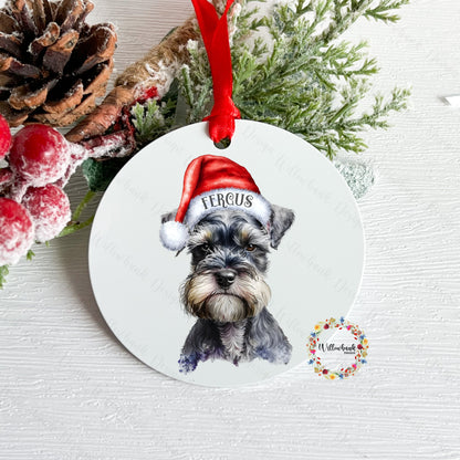 Miniature Schnauzer Christmas Tree Decoration l Dog Lover l Santa Dogs l Hanging Decoration l Hanging Ornament