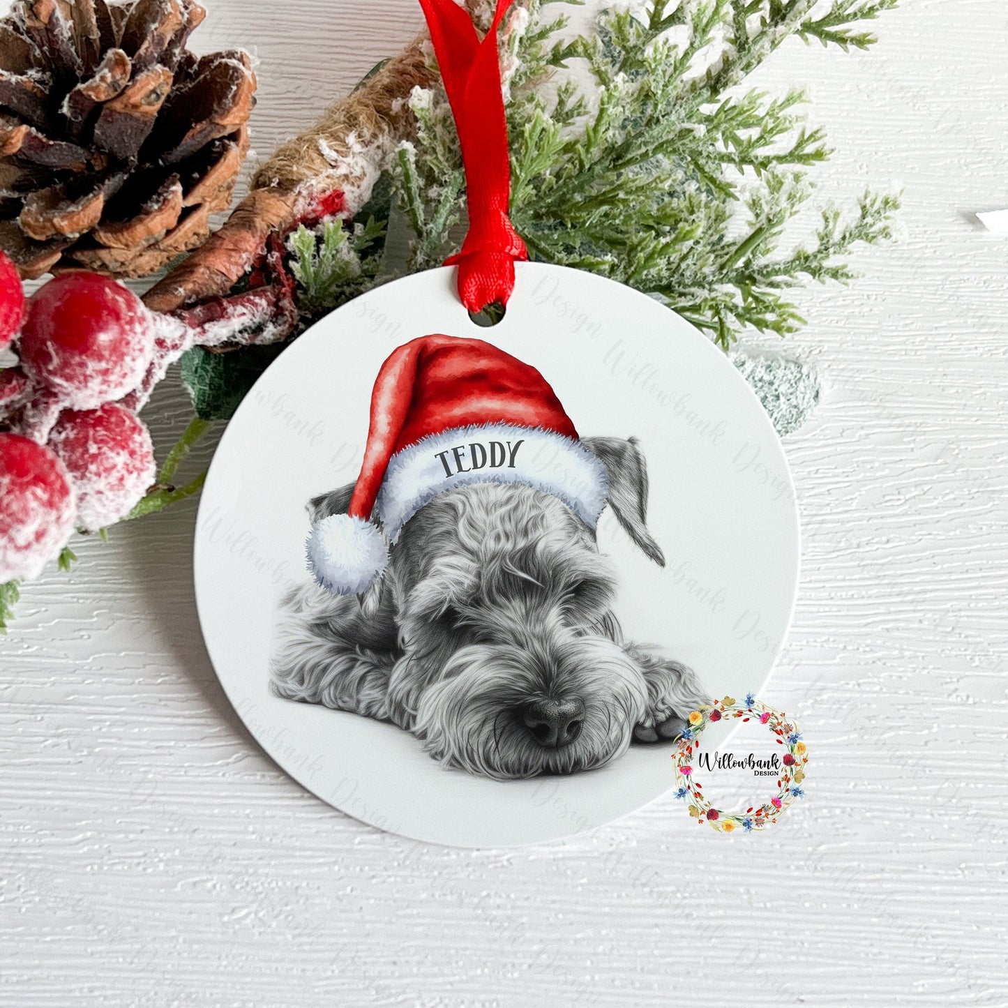 Miniature Schnauzer Christmas Tree Decoration l Dog Lover l Santa Dogs l Hanging Decoration l Hanging Ornament