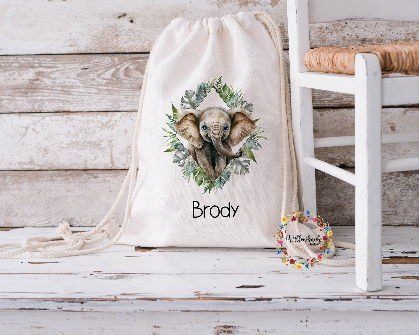 Personalised Safari Animal Bag l Drawstring Backpack l School Bag l PE kit bag l Wildlife Lover Gift