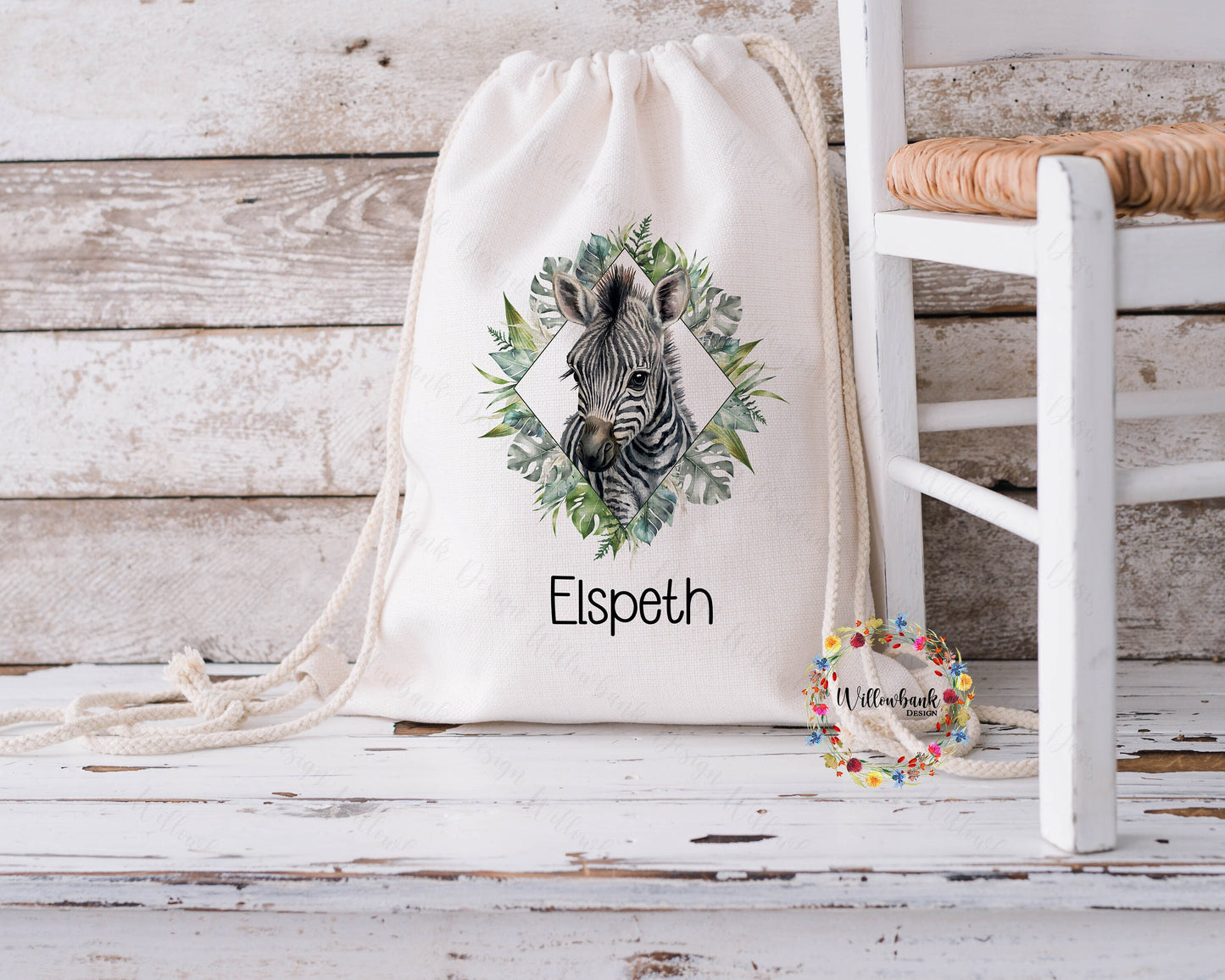 Personalised Safari Animal Bag l Drawstring Backpack l School Bag l PE kit bag l Wildlife Lover Gift