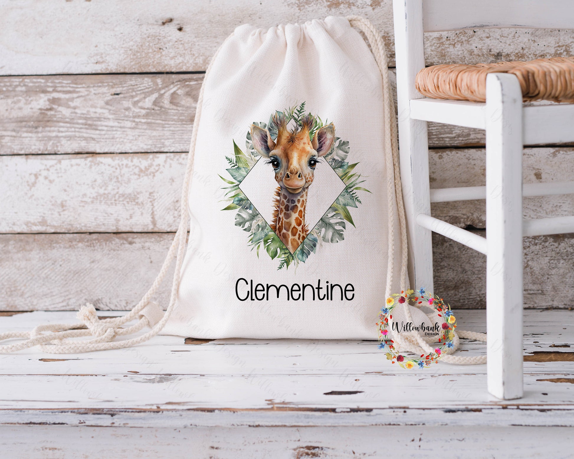 Personalised Safari Animal Bag l Drawstring Backpack l School Bag l PE kit bag l Wildlife Lover Gift