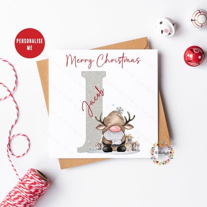 Personalised Christmas Reindeer Gonk Card