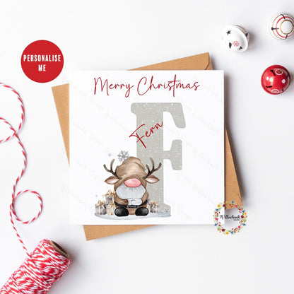 Personalised Christmas Reindeer Gonk Card