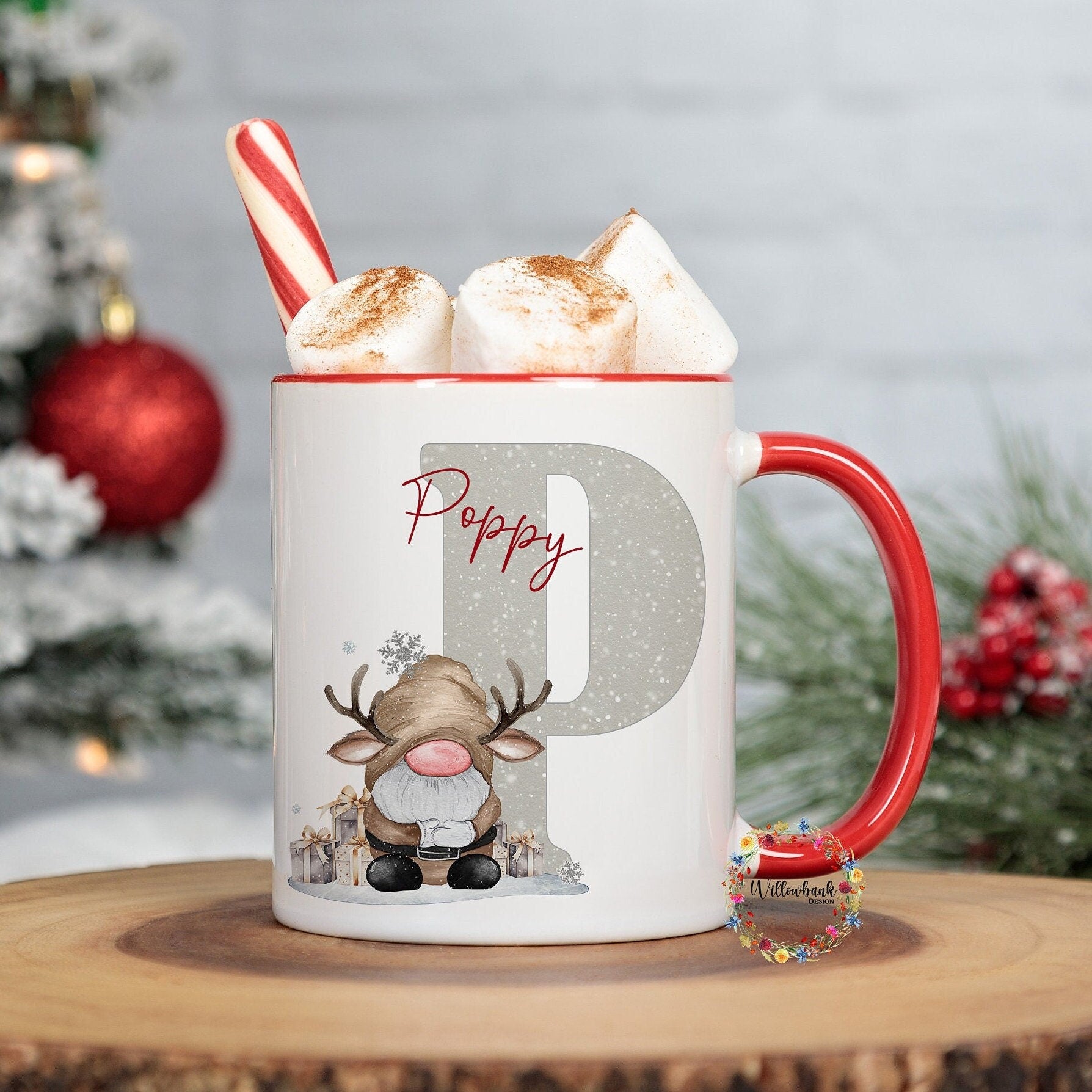 Personalised Christmas Reindeer Gonk 11oz Mug