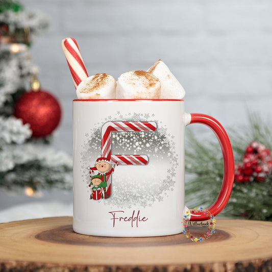 Personalised Christmas Elf Candy Cane 11oz Mug