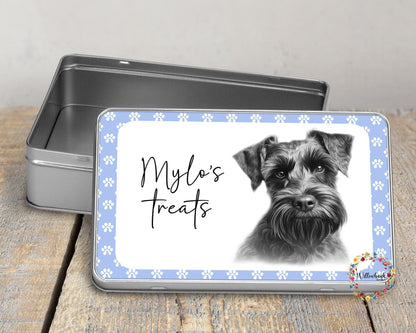 Personalised Miniature Schnauzer Dog Treat Tin