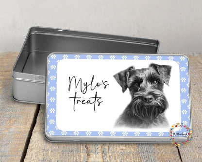 Personalised Miniature Schnauzer Dog Treat Tin