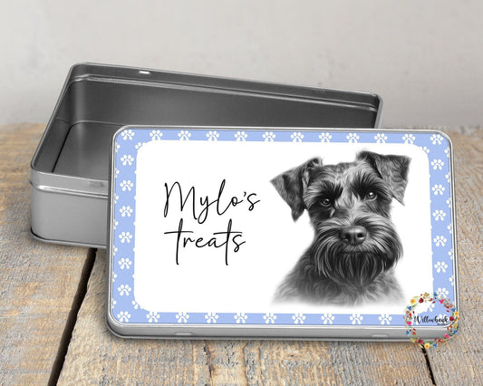 Personalised Miniature Schnauzer Dog Treat Tin