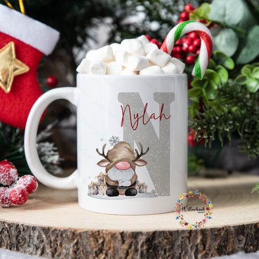 Personalised Christmas Reindeer Gonk 11oz Mug