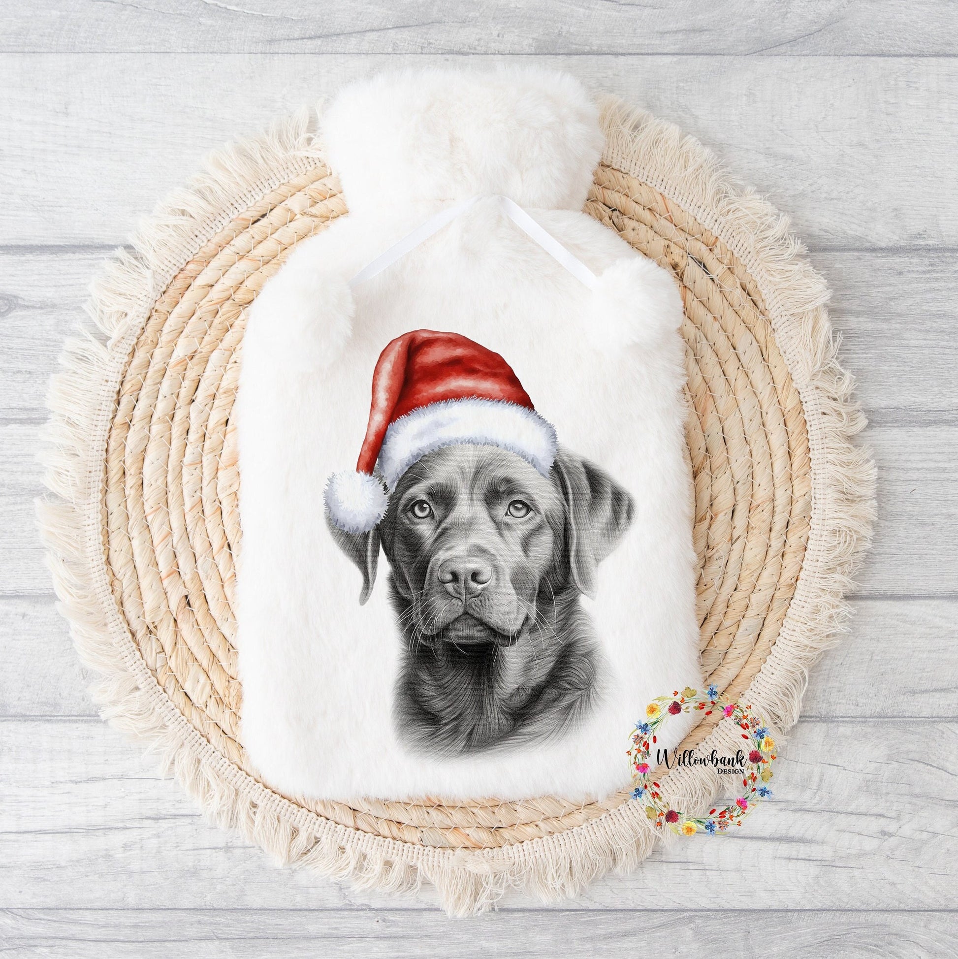 Personalised Labrador Hot Water Bottle l Christmas Gift Idea l Stocking Filler l Santa l Dog Lover Gift l Black Lab l Puppy Present