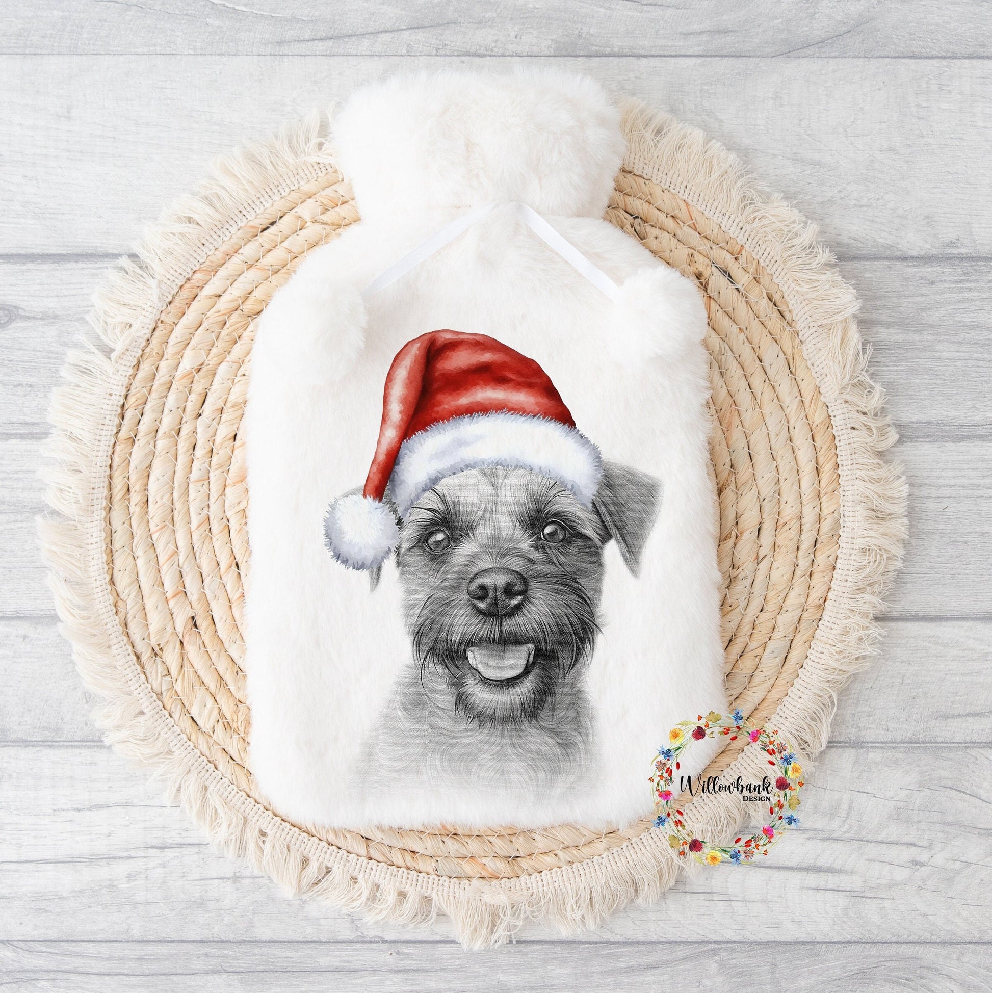 Personalised Border Terrier Hot Water Bottle l Christmas Gift Idea l Stocking Filler l Santa l Dog Lover Gift l Puppy Present