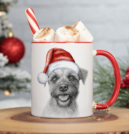 Personalised Sketchy Border Terrier Christmas 11oz Mug