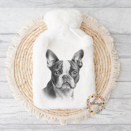 Personalised Boston Terrier Hot Water Bottle l Christmas Gift Idea l Stocking Filler l Dog Lover Gift l Puppy Present l Dog Mama