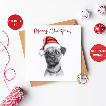 Multipack Personalised Sketchy Border Terrier Christmas Card