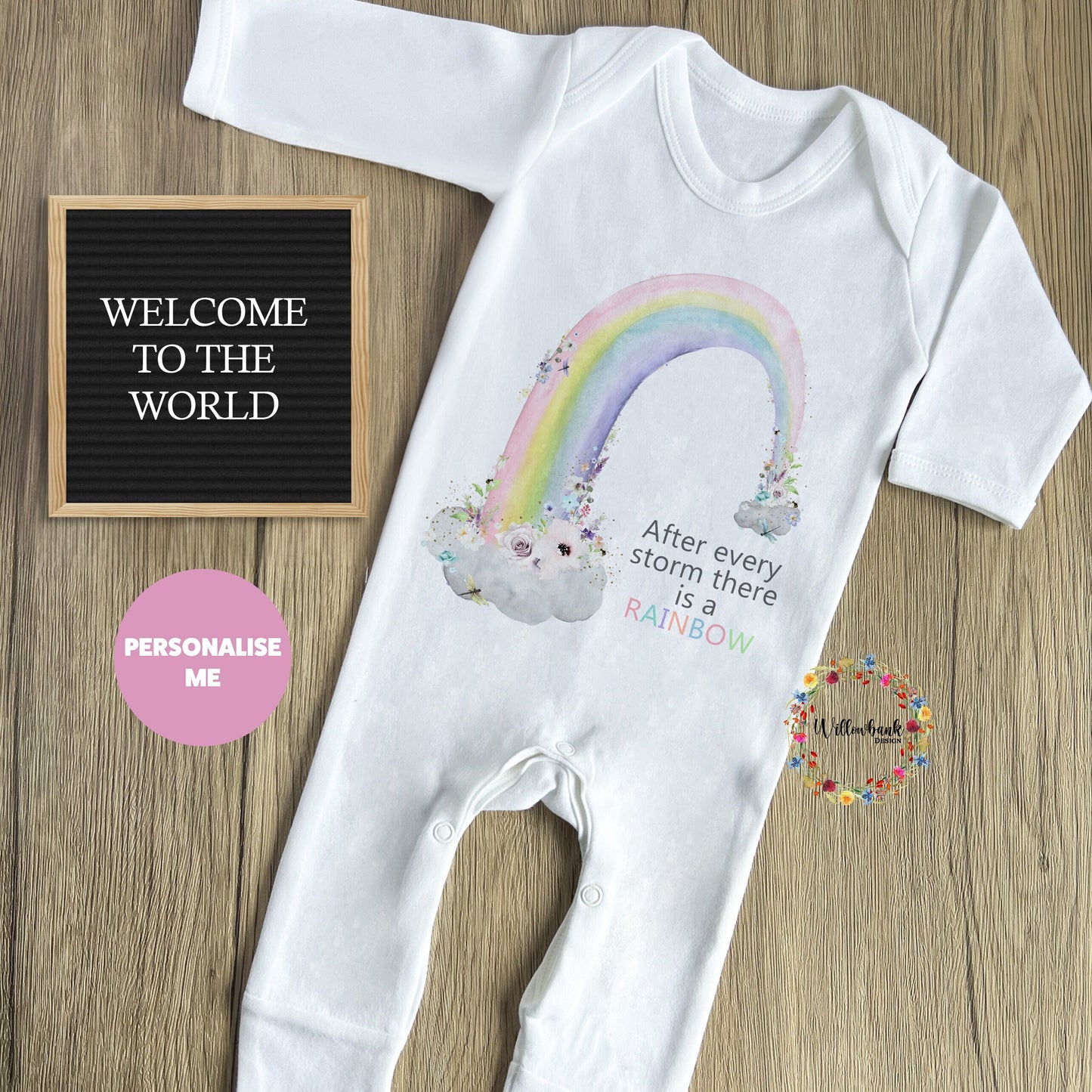 After Every Storm There Is A Rainbow Baby Grow l Onesie l Romper Bodysuit l Vest l New Baby Gift l Baby Shower l Unisex l Rainbow Baby