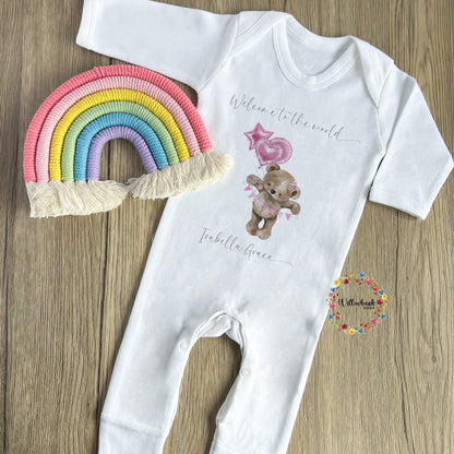 New Baby Teddy Bear Baby Grow l Onesie l Romper Bodysuit l Vest l New Baby Gift l Baby Shower l Unisex l Rainbow Baby