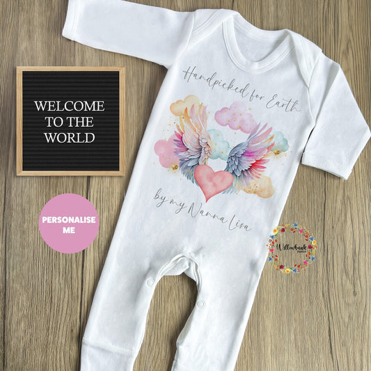 Handpicked For Earth Baby Grow l Onesie l Romper Bodysuit l Vest l New Baby Gift l Memorial l Unisex l Rainbow