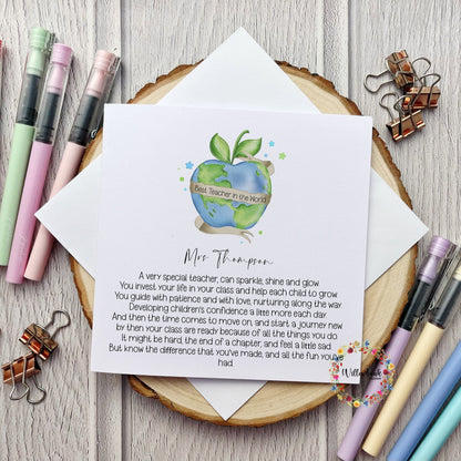 Personalised Best Teacher In The World Card