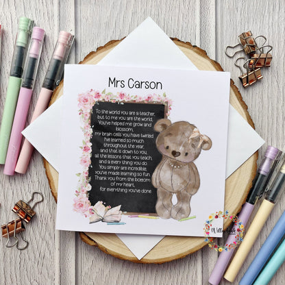 Personalised Best Teacher In The World Card